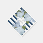 Navy Blauw Wit Gestreepte Hydrangea Floral Baby Sh Servet (Hoek)