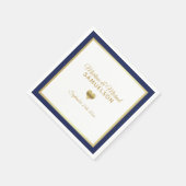 Navy Blauw Wit Goud Hart Lijst Wedding Servet (Hoek)