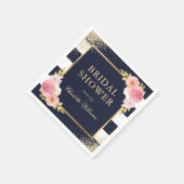 Navy Blauw Wit Goud Roze Bloemen Vrijgezellenfeest Servet (Hoek)