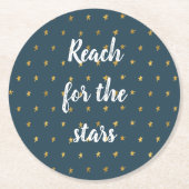 Navy Blauw Wit Goud Sterren Ronde Kartonnen Onderzetter (Voorkant)