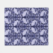 Navy Blauw & Wit Konijn Konijnenvogel Bloemen Dedh Fleece Deken (Voorkant (Horizontaal))