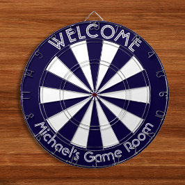 Navy Blauw Wit Man Cave Pub Game Nachtkamer Dartbord