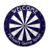 Navy Blauw Wit Man Cave Pub Game Nachtkamer Dartbord (Voorkant)