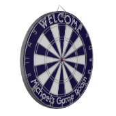 Navy Blauw Wit Man Cave Pub Game Nachtkamer Dartbord (Voorkant Links)