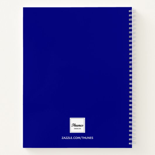 Navy blauw wit modern notitieboek (Achterkant)