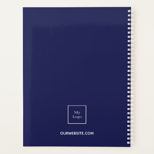 Navy blauw wit monogram business logo 2026 planner (Achterkant)