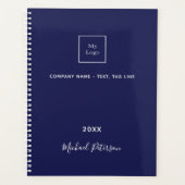 Navy blauw wit monogram business logo 2026 planner (Voorkant)