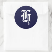 Navy Blauw & Wit Monogram Initiaal afdichtingen "H Ronde Sticker (Tas)