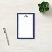 Navy Blauw Wit Monogrammed Mannen Post-it® Notes (Kantoor)