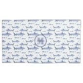 Navy blauw & wit naam + Waterverf monogram haai Kussensloop (Voorkant-Links)