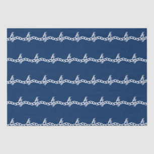 Navy Blauw wit nautisch touw golven patroon cadeau Tissuepapier