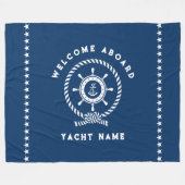 Navy Blauw Wit Nautische Boat Wheel Knot Sterren Fleece Deken (Voorkant (Horizontaal))