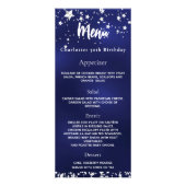 Navy blauw wit sterren verjaardagsmenu reclamekaart (Voorkant)