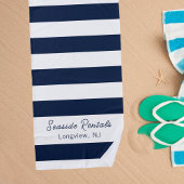 Navy blauw wit strepen naam script strandlaken