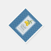 Navy Blauw Wit Vrijgezellenfeest Citrus Patroon Servetten (Hoek)