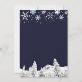 Navy blauw wit wonderland winter baby shower kaart (Achterkant)
