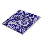 Navy Blauw Wit Woodland MURAL Konijn Bodem L Tegeltje (Zijkant)