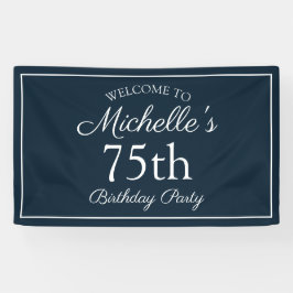 Navy Blauw Witte 75e Verjaardagsfeestje Spandoek