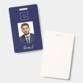 Navy blauw witte foto naam bedrijfslogo badge (Voor- en achterkant)