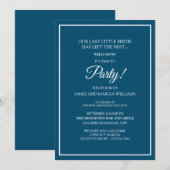 Navy Blauw Witte Lege Nest Feest Kaart (Voorkant / Achterkant)