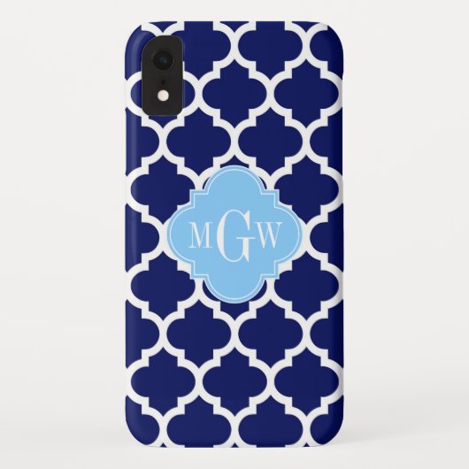Navy Blauw Witte Marokkaanse #5 Hemelblauw Naam Mo Case-Mate iPhone Case (Achterkant)