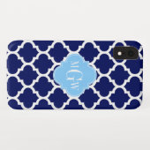Navy Blauw Witte Marokkaanse #5 Hemelblauw Naam Mo Case-Mate iPhone Case (Achterkant (horizontaal))
