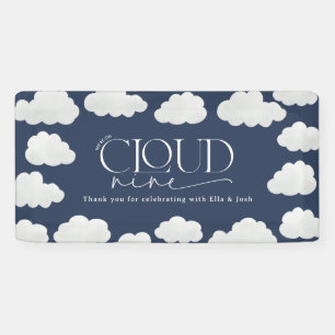 Navy blauw wolk negen douche modern stijlvol spandoek