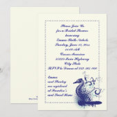 Navy blauw zeepaardje op ivoor bruiloft vrijgezell kaart (Voorkant / Achterkant)