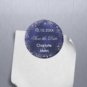 Navy blauw zilver bruiloft Save the Date magneet