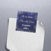 Navy blauw zilver bruiloft Save the Date magneet