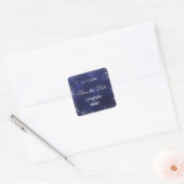 Navy blauw zilver bruiloft Save the Date Vierkante Sticker (Envelop)