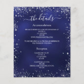 Navy blauw zilver budget bruiloft programma detail flyer (Voorkant)