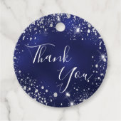 Navy blauw zilver dank u bruiloft bedankjes labels (Voorkant)