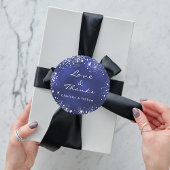 Navy blauw zilver dank u bruiloft ronde sticker