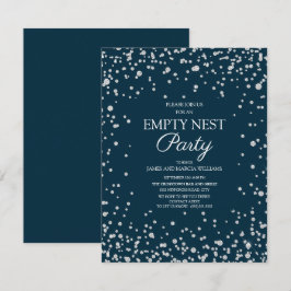 Navy Blauw Zilver Glitter Empty Nest Feest Kaart
