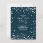 Navy Blauw Zilver Glitter Empty Nest Feest Kaart (Voorkant)