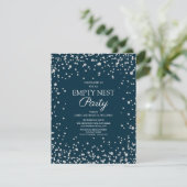 Navy Blauw Zilver Glitter Empty Nest Feest Kaart (Staand voorkant)