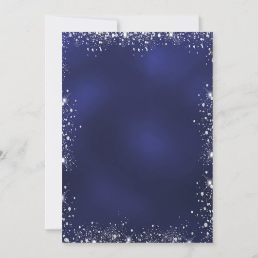 Navy blauw zilver glitter Masquerade Sweet 16 Kaart (Achterkant)