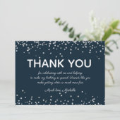 Navy Blauw Zilver Glitter Verjaardag Bedankt (Staand voorkant)