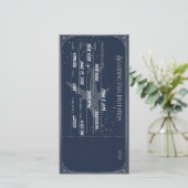 Navy blauw & zilver instapkaart save the date (Staand voorkant)
