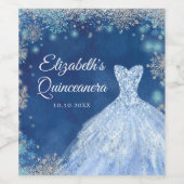 Navy Blauw Zilver Magische Winter Mis Quince Wijn Etiket (Enkel label)