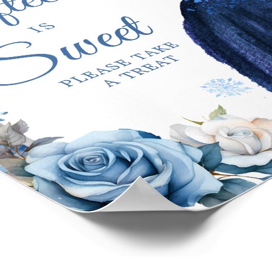 Navy blauw zilver magische winter vijftien is zoet poster (Hoek)