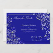 Navy Blauw Zilver Save the Date  Trouwen (Voorkant)