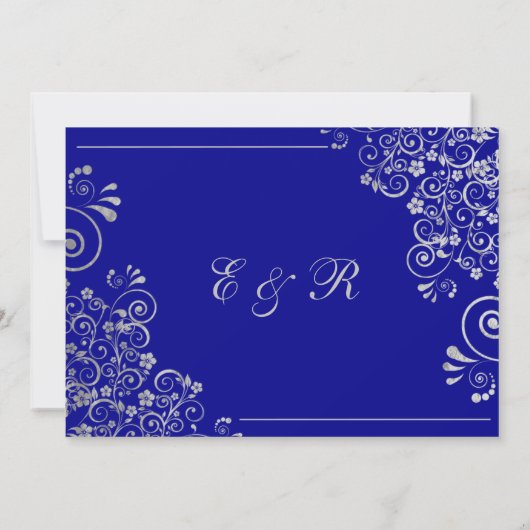 Navy Blauw Zilver Save the Date  Trouwen (Achterkant)