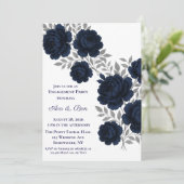 Navy Blauw & Zilver verlaat verlovingsfeest Kaart (Staand voorkant)