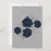 Navy Blauw & Zilver verlaat verlovingsfeest Kaart (Achterkant)