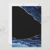 Navy Blauw Zilveren Agaat Quinceanera Kaart (Achterkant)