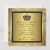 Navy Blauw Zwart Goud Prins Baby Shower Kaart (Achterkant)