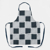 Navy Blauw Zwart-wit Checkerboard Schort (Voorkant)