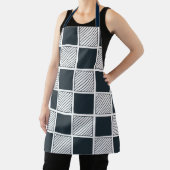 Navy Blauw Zwart-wit Checkerboard Schort (Insitu)